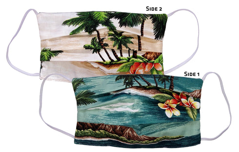 RJC Hawaiian Pleated Cotton Face Masks