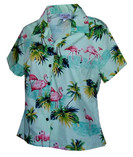 Pacific Legend Women's Pink Flamingo Paradise Fitted Shirt