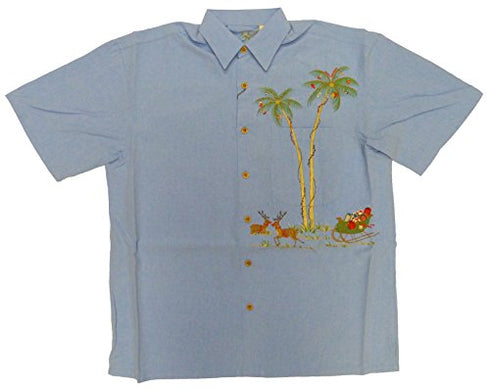 Bamboo Cay Mens Peek A Boo Santa Embroidered Shirt