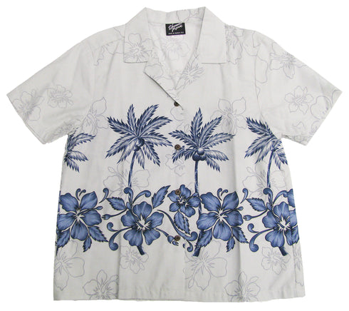 Hibiscus Bottom Band Women's Hawaiian Camp Shirt