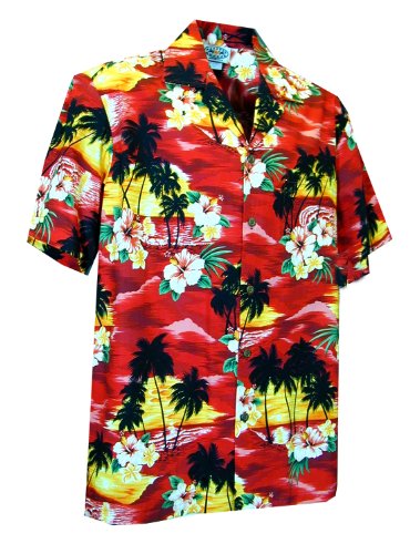 Pacific Legend Mens Brilliant Hawaiian Island Sunset Shirt