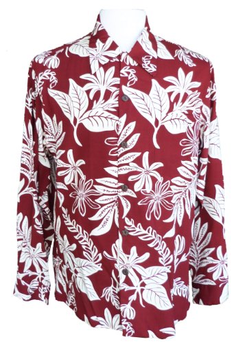 Paradise Found Mens Tiare Kamehameha Style Long Sleeve Shirt