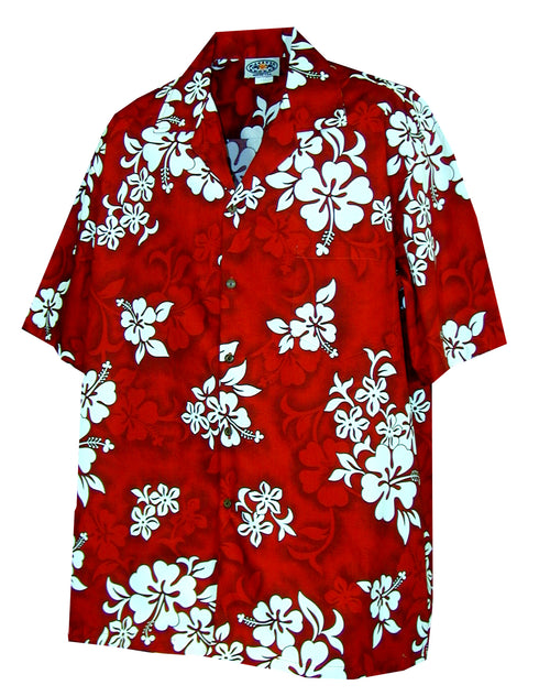 Pacific Legend Mens Shadow White Hibiscus Shirt