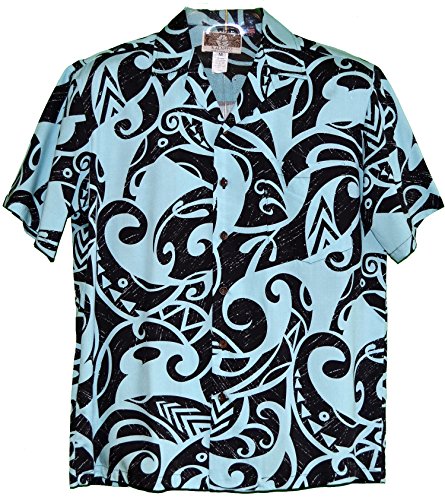 RJC Mens Modern Polynesian Tattoo Rayon Shirt