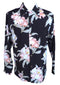 Orchid Corsage Kamehameha Style Men's Long Sleeve Hawaiian Shirt