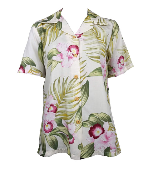Pacific Orchid Women's Hawaiian Camp Shirt