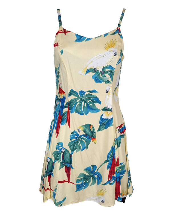 Tropical Parrots Women's Princess Seam Flared Hawaiian Dress (Petite Size)