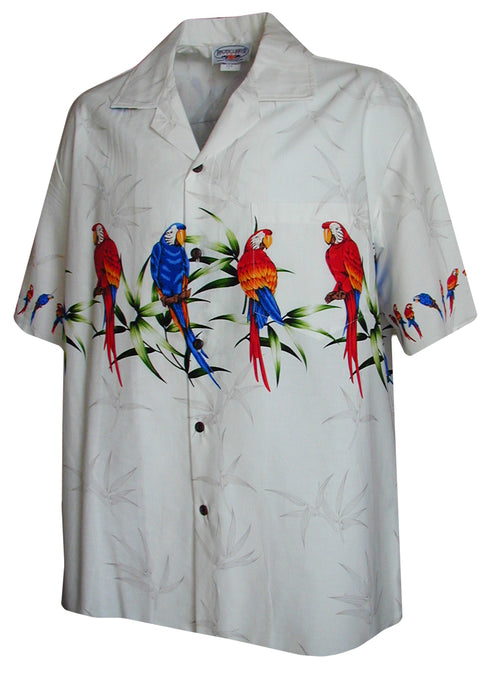 Pacific Legend Mens S to 4X Parrot Bamboo Chest Band Shirt