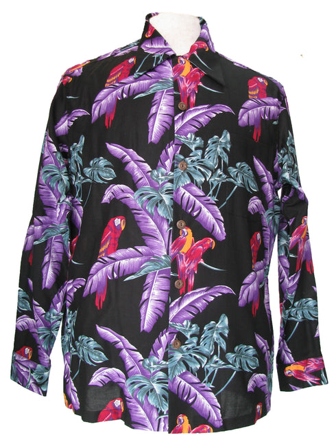 Jungle Bird Tom Selleck "Magnum PI" Kamehameha Style Mens Long Sleeve Shirt