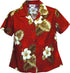 Pacific Legend Women's White Hibiscus Monstera Fitted Shirt