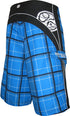 HIC Beebe Plaid Peached Microsuede Boardshorts in Royal Blue - 28