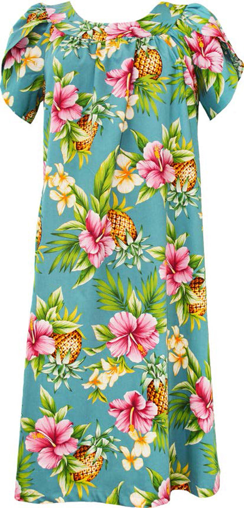 Pineapple Hibiscus Cotton Muu Muu Dress