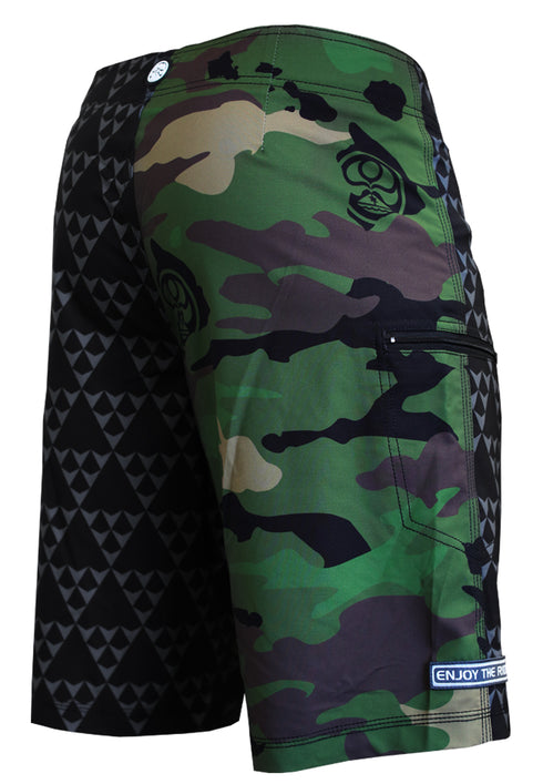 Hawaiian Island Creations (HIC) 20" Army Beach 8 Way Stretch Boardshorts