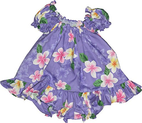 RJC Baby Girl's Cute Plumeria Puff Sleeve Hawaiian 2pc Dress Set