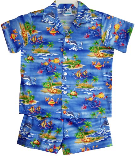 RJC Boys 6 Months to 7 Toddler Underwater Cartoon Island 2pc Set