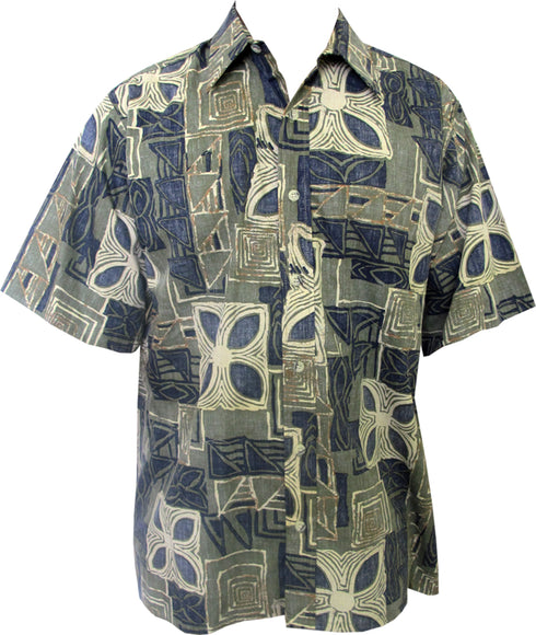 Made in USA - Go Barefoot Men's Square Tapa Reverse Aloha Shirt