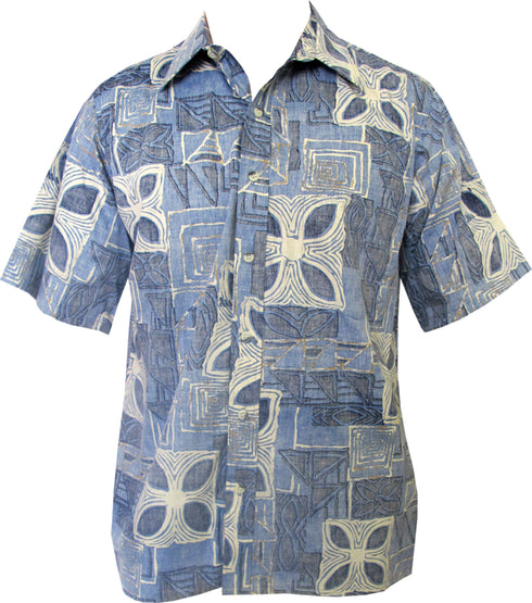 Made in USA - Go Barefoot Men's Square Tapa Reverse Aloha Shirt