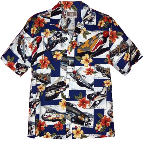 RJC Mens Hibiscus Fighter Airplane II Shirt
