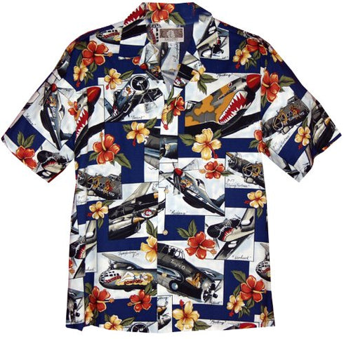 RJC Mens Hibiscus Fighter Airplane II Shirt