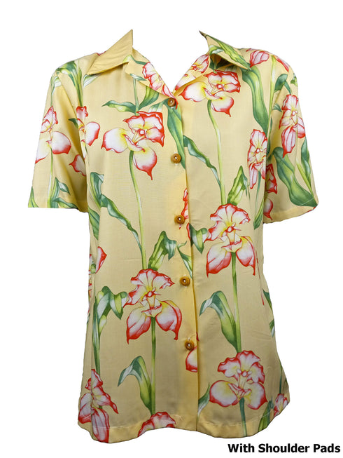 Orchid Panel Women's Hawaiian Camp Shirt