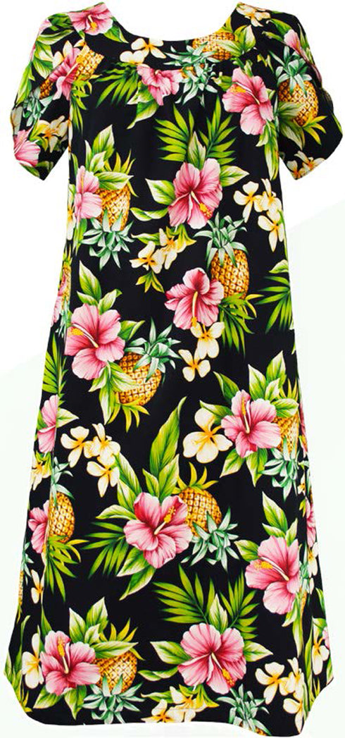 Pineapple Hibiscus Cotton Muu Muu Dress