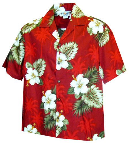 Pacific Legend Women's White Hibiscus Monstera Camp Shirt