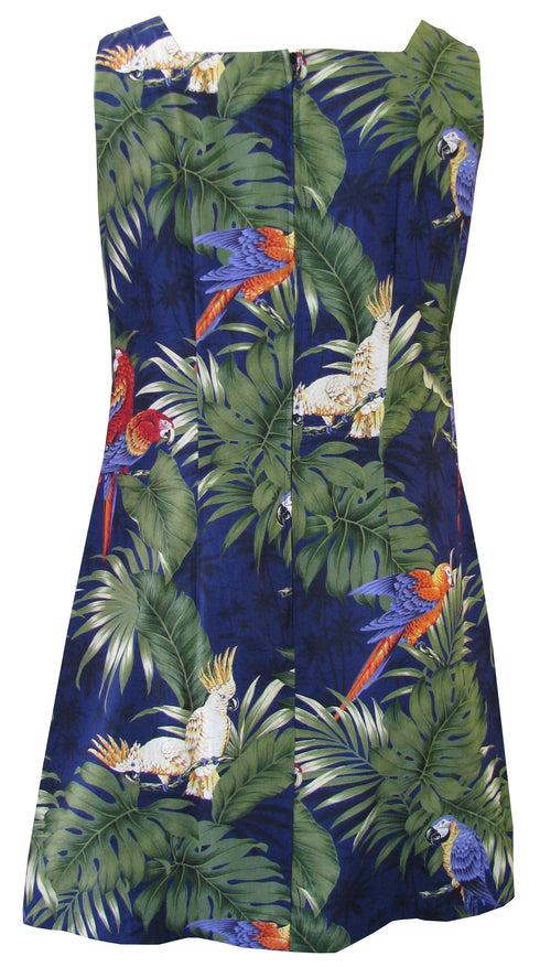 Parrots Monstera Women's A-Line Hawaiian Short Tank Dress