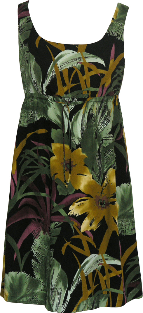 Oriental Watercolor Women's Empire Tie Front Hawaiian Dress (Regular Fit)