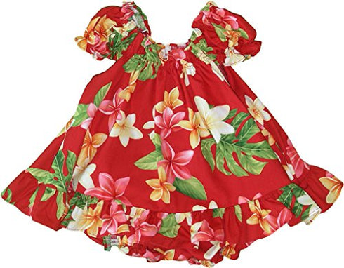 RJC Baby Girls Plumeria Sunshine Puff Sleeve Hawaiian 2pc Dress Set