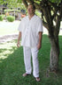 Mens White Linen Rayon Drawstring Pants Sizes S-2X