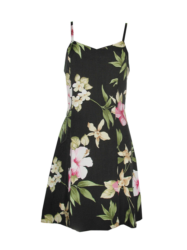 Hibiscus Summer Women's Princess Seam Flared Hawaiian Dress (Petite Size)