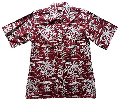 Made in USA - Go Barefoot Men's Island Palms Reverse Aloha Shirt