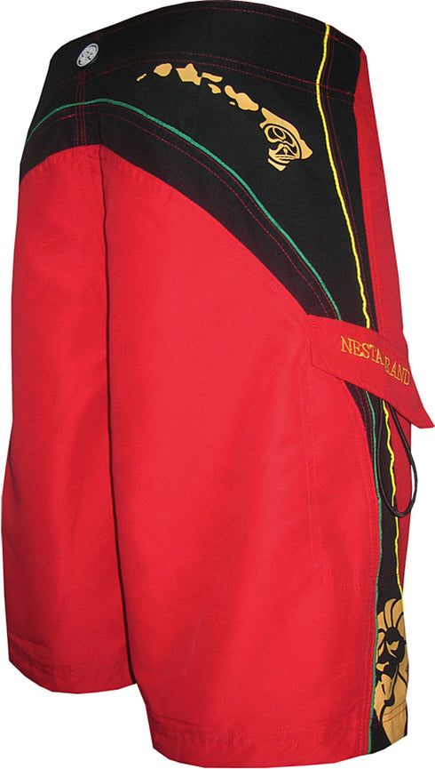 HIC Nesta Peached Microsuede Boardshorts in Red - 29