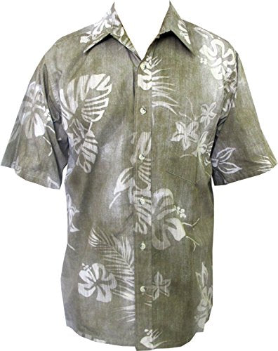 Made in USA - Go Barefoot Men's Ape Leaf Reverse Aloha Shirt