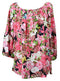 RJC Womens Hibiscus Butterfly Orchid Peasant Blouse