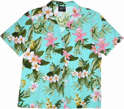 Orchid Plumeria Women's Hawaiian Camp Shirt
