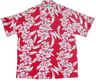 White Orchid Panel Kamehameha Men's Hawaiian Aloha Rayon Vintage Shirt