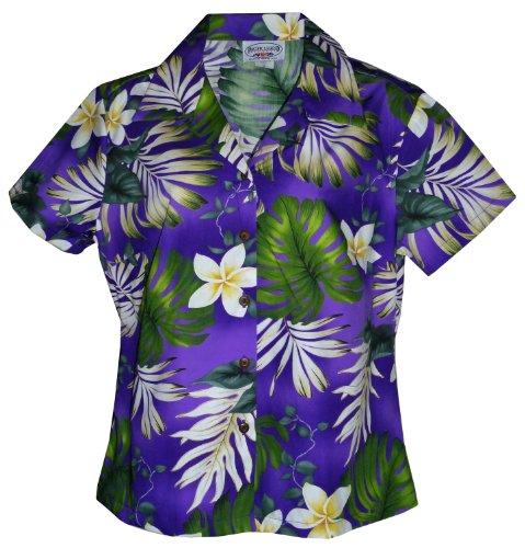 Pacific Legend Women's Frangipani Monstera Fern Fitted Shirt