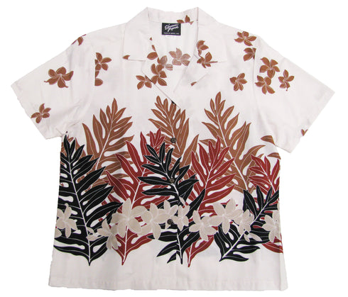 Plumeria Fern Women's Hawaiian Camp Shirt