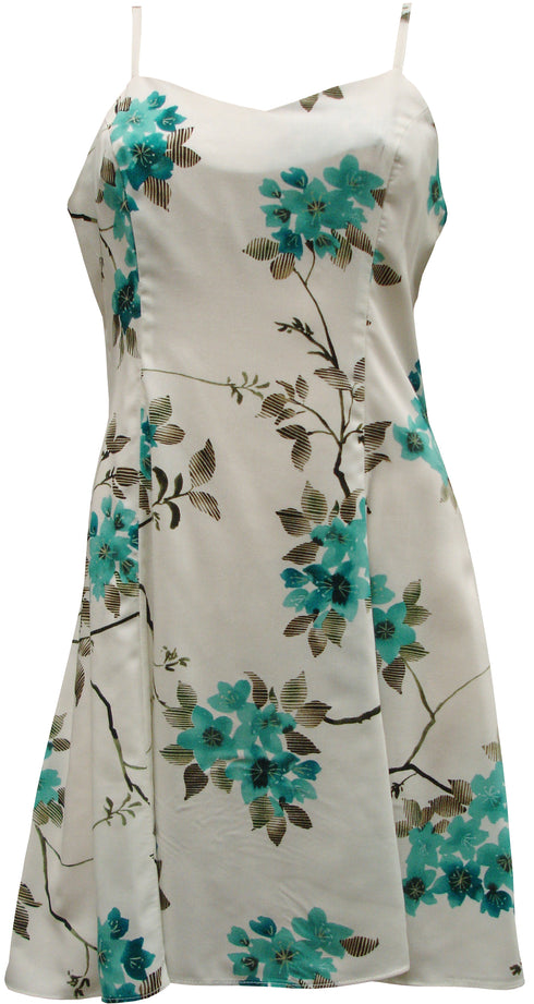 Sakura Cherry Blossoms Women's Princess Seam Flared Hawaiian Dress (Petite Size)