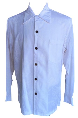 Paradise Found Mens Midnight Garden Kamehameha Style Long Sleeve Shirt