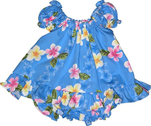RJC Baby Girl's Cute Plumeria Puff Sleeve Hawaiian 2pc Dress Set