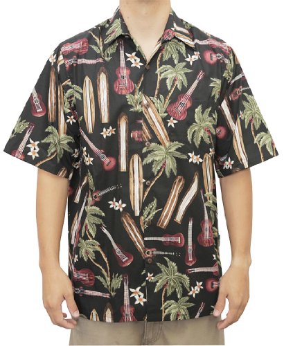 Go Barefoot Mens Palm Ukulele Peached Cotton Shirt