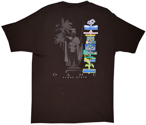 Hawaii Island Signpost Screenprinted Hawaiian T-Shirt