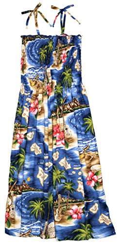 RJC Womens S - XL Hibiscus Hawaiian Island Elastic Tube Top Sundress