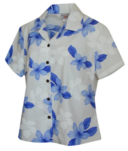 Pacific Legend Women's Single Tone Plumeria Fitted Shirt