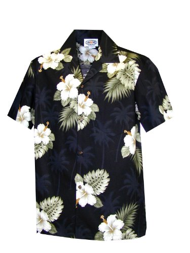 Pacific Legend Men's White Hibiscus Monstera Shirt