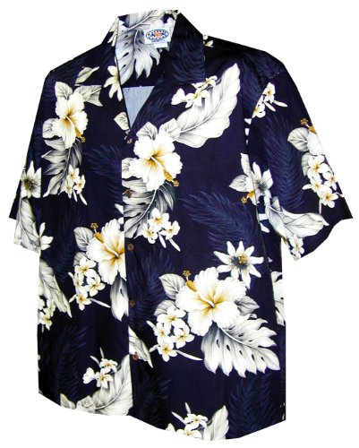 Pacific Legend Womens Plumeria Hibiscus Feather Fern Camp Shirt
