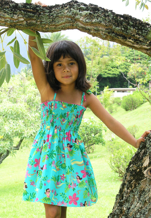 RJC Girls Hula Girl Fun Elastic Tube Top Sundress
