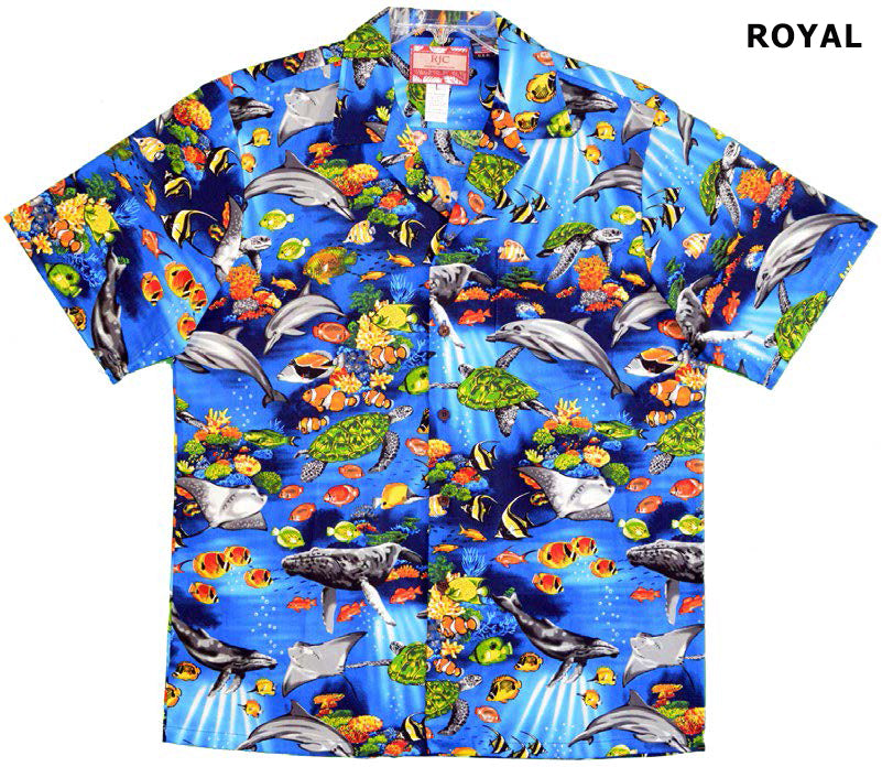 RJC Hawaiian Shirt Blue Ocean Fish Islands Mens Size Extra Large XL -   Canada